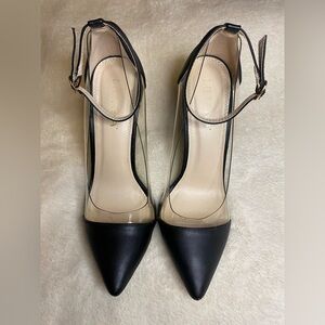 Liliana Black and Clear Stiletto Heels Faux Leather